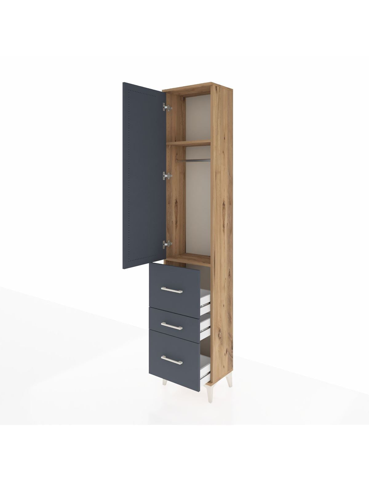 Arges Dolap 2 Raflı 3 Çekmeceli Tek Askılı 44x30x221 - S28M067V8A