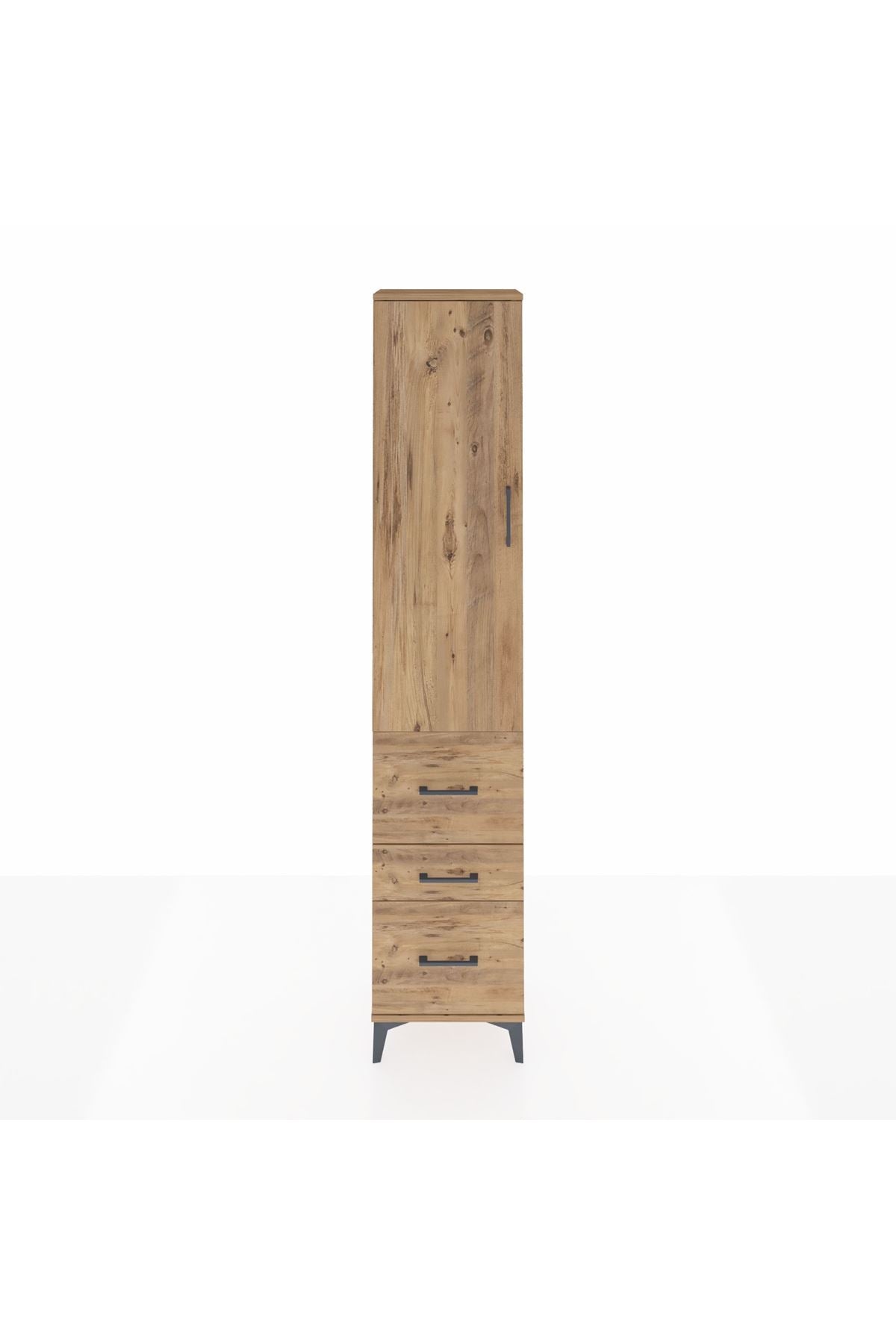 Arges Dolap 2 Raflı 3 Çekmeceli Tek Askılı 44x30x221 Çam-Çam