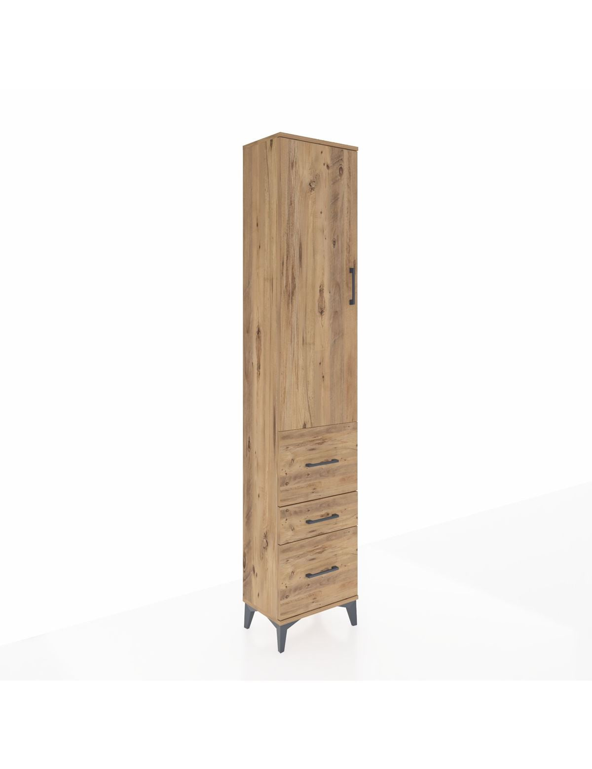 Arges Dolap 2 Raflı 3 Çekmeceli Tek Askılı 44x30x221 Çam-Çam