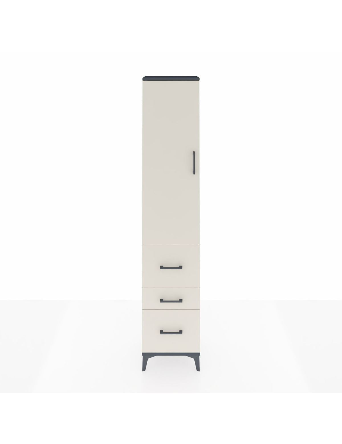 Arges Dolap 3 Raflı 3 Çekmeceli Tek Kapaklı 44x30x221 Antrasit-Aytaşı