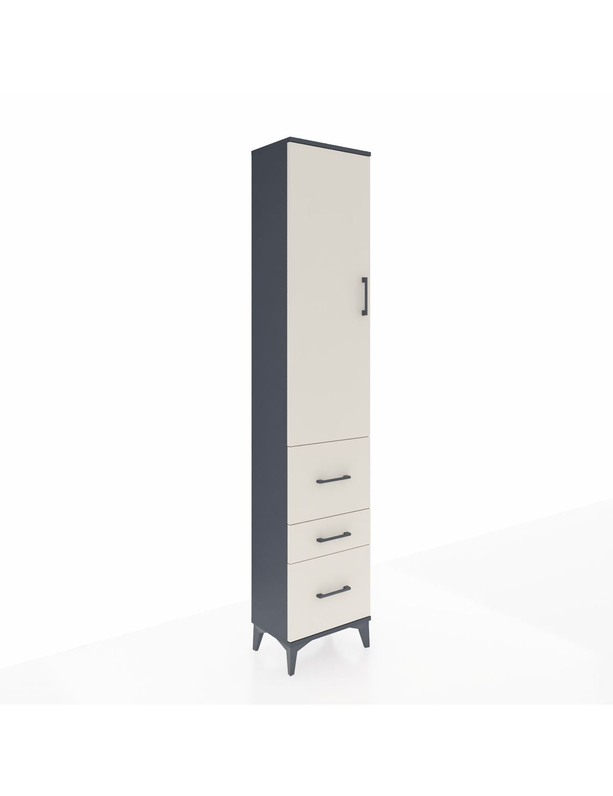 Arges Dolap 3 Raflı 3 Çekmeceli Tek Kapaklı 44x30x221 Antrasit-Aytaşı