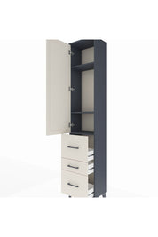 Arges Dolap 3 Raflı 3 Çekmeceli Tek Kapaklı 44x30x221 Antrasit-Aytaşı