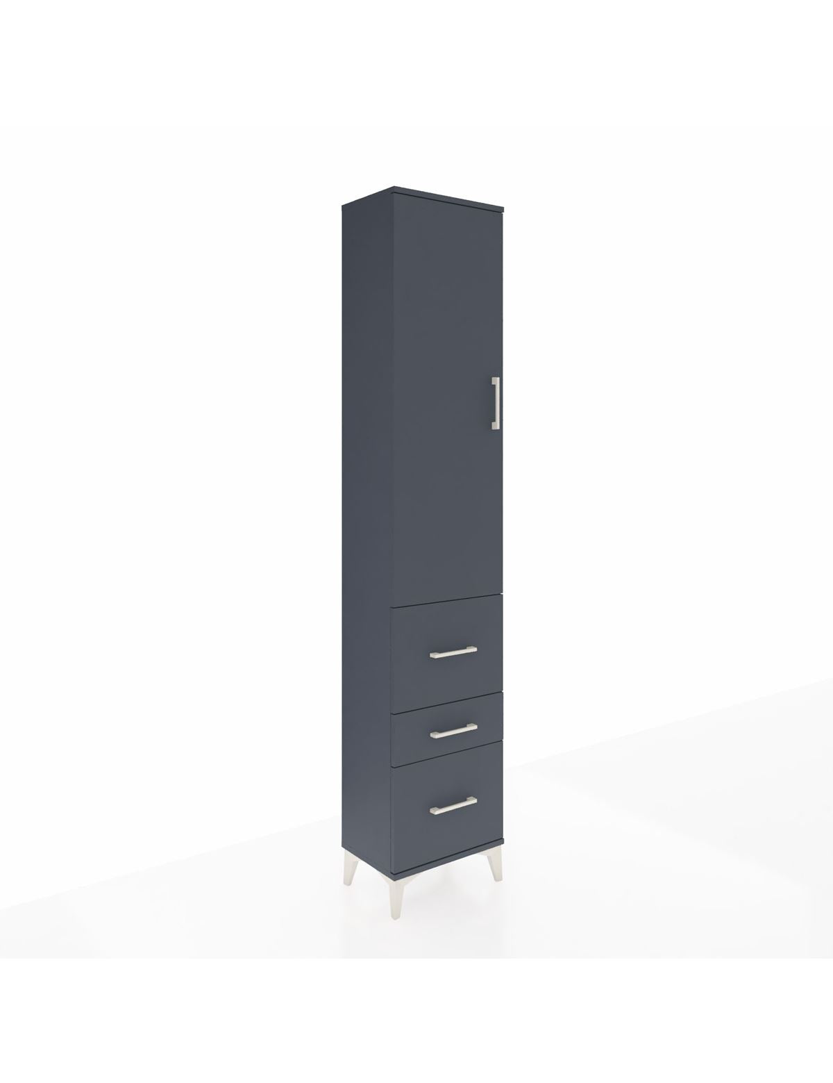 Arges Dolap 3 Raflı 3 Çekmeceli Tek Kapaklı 44x30x221 Antrasit-Antrasit