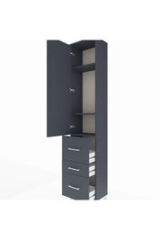 Arges Dolap 3 Raflı 3 Çekmeceli Tek Kapaklı 44x30x221 Antrasit-Antrasit