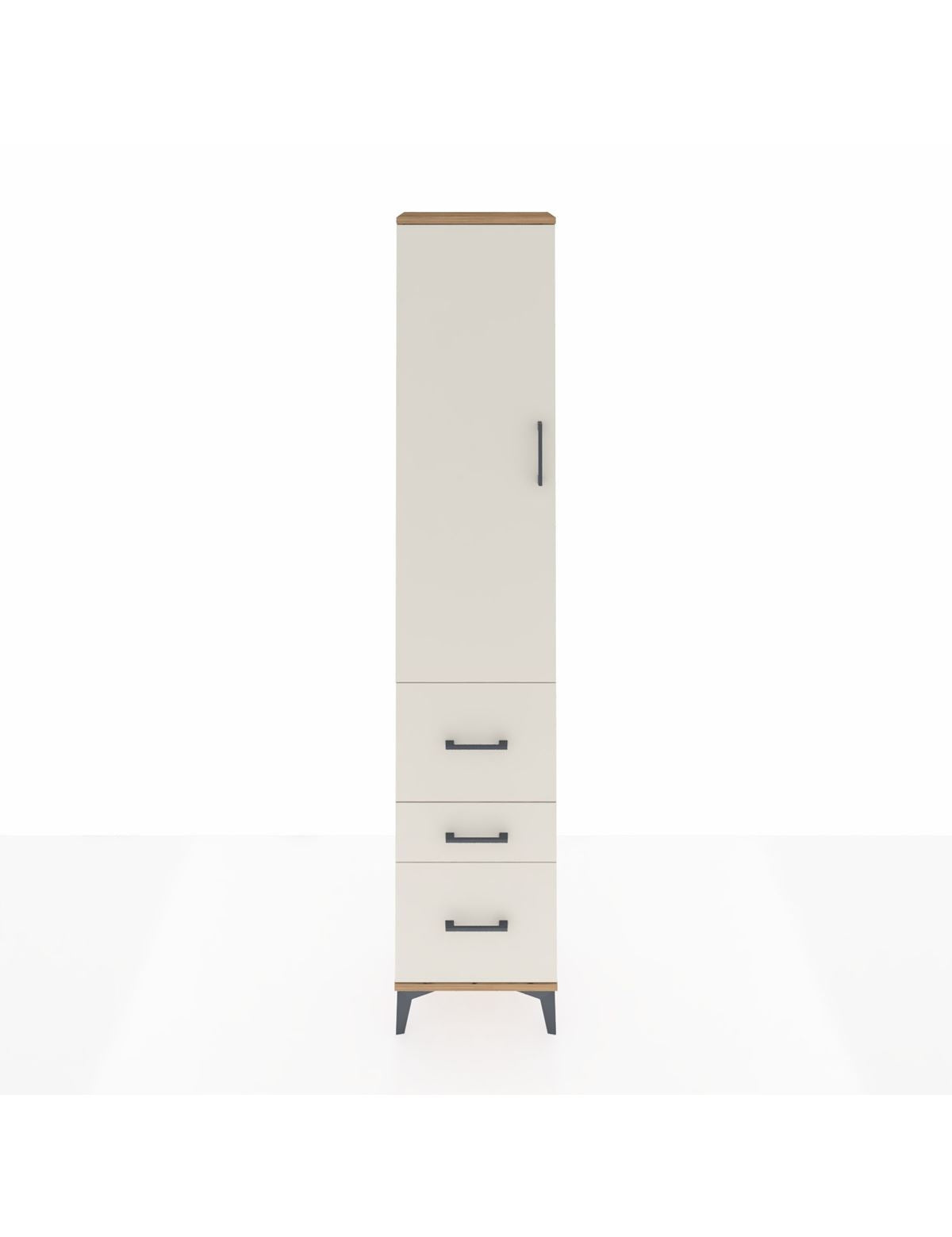 Arges Dolap 3 Raflı 3 Çekmeceli Tek Kapaklı 44x30x221 Çam-Aytaşı