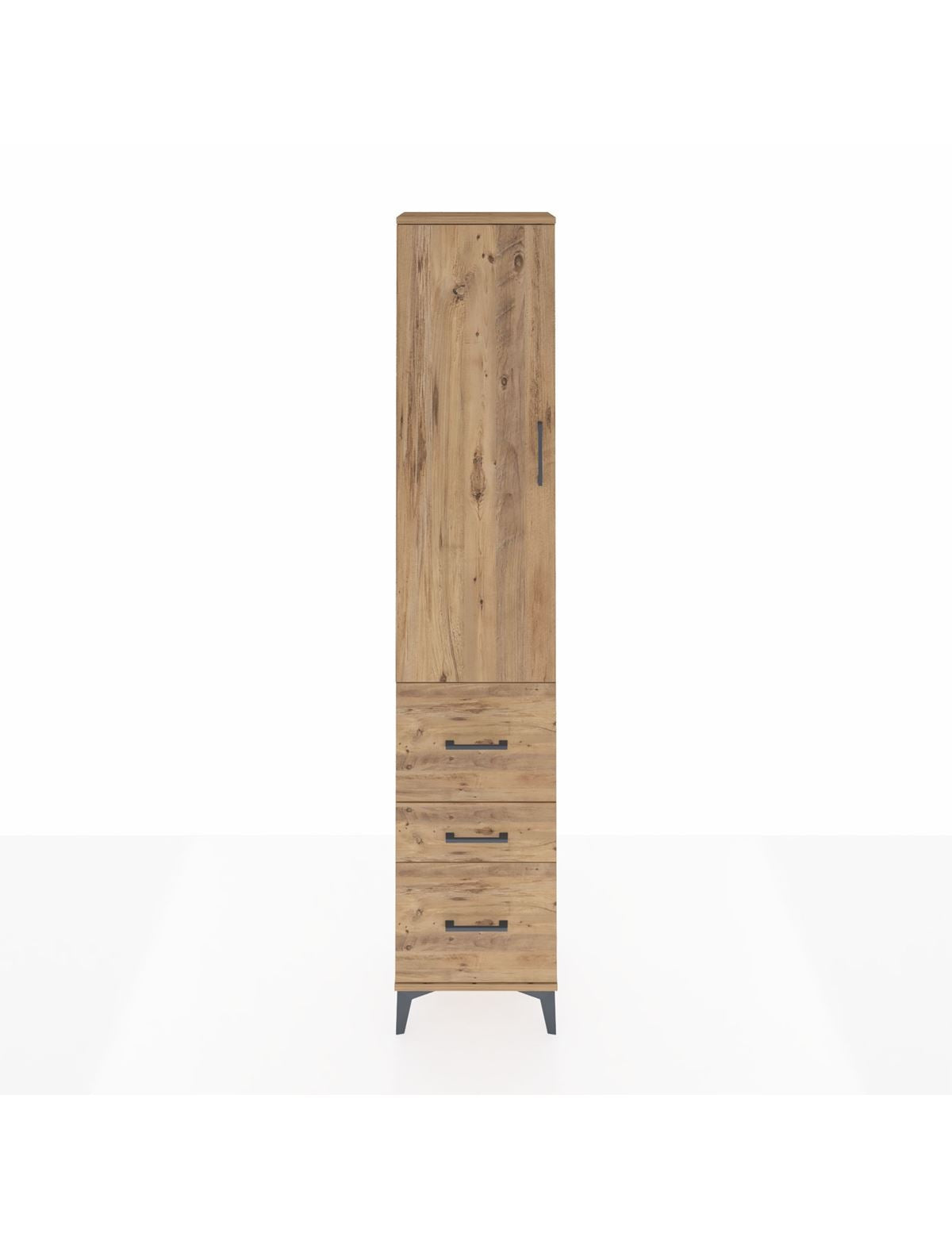 Arges Dolap 3 Raflı 3 Çekmeceli Tek Kapaklı 44x30x221 Çam-Çam