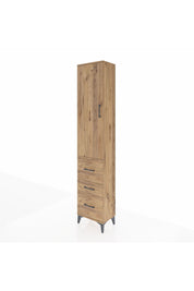 Arges Dolap 3 Raflı 3 Çekmeceli Tek Kapaklı 44x30x221 Çam-Çam