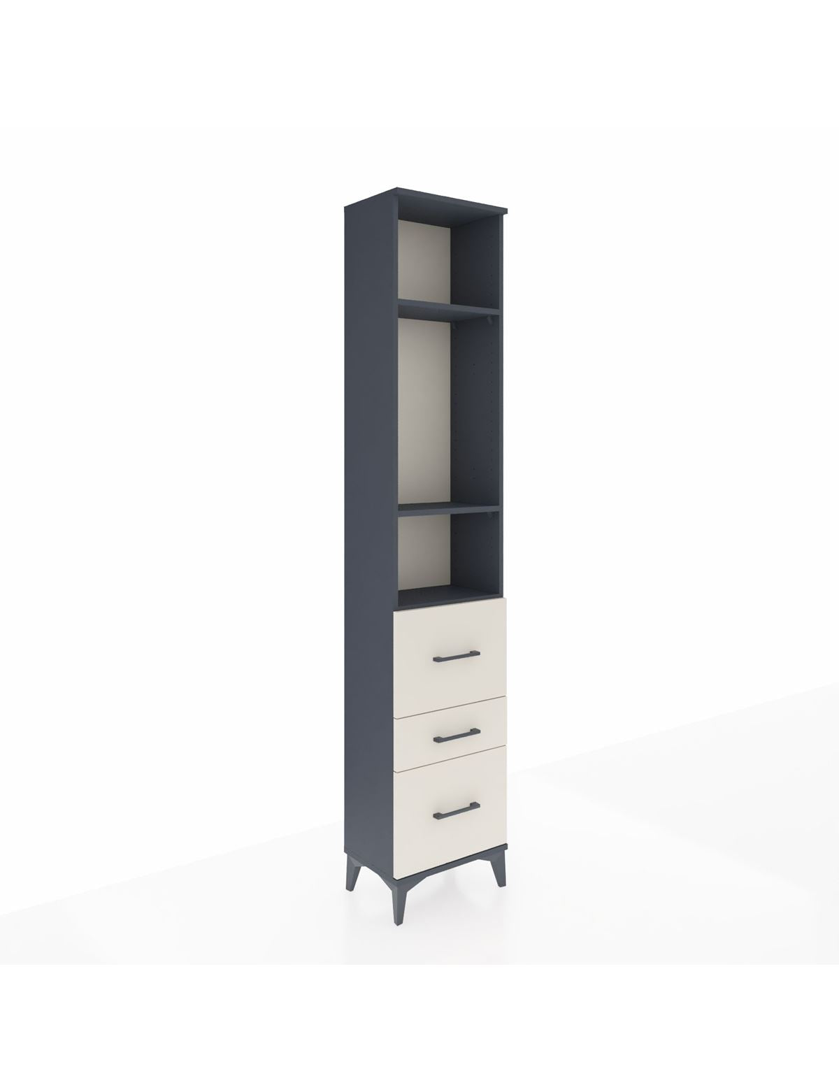 Arges Dolap 3 Raflı 3 Çekmeceli 44x30x221 Antrasit-Aytaşı