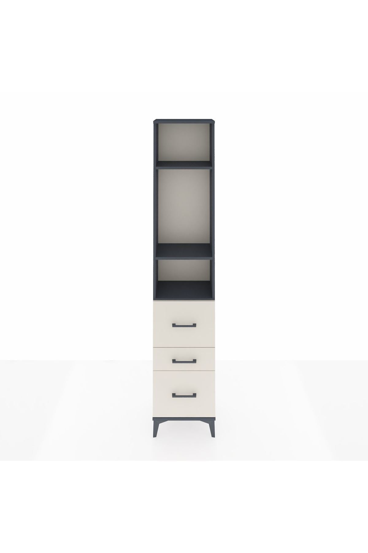 Arges Dolap 3 Raflı 3 Çekmeceli 44x30x221 Antrasit-Aytaşı