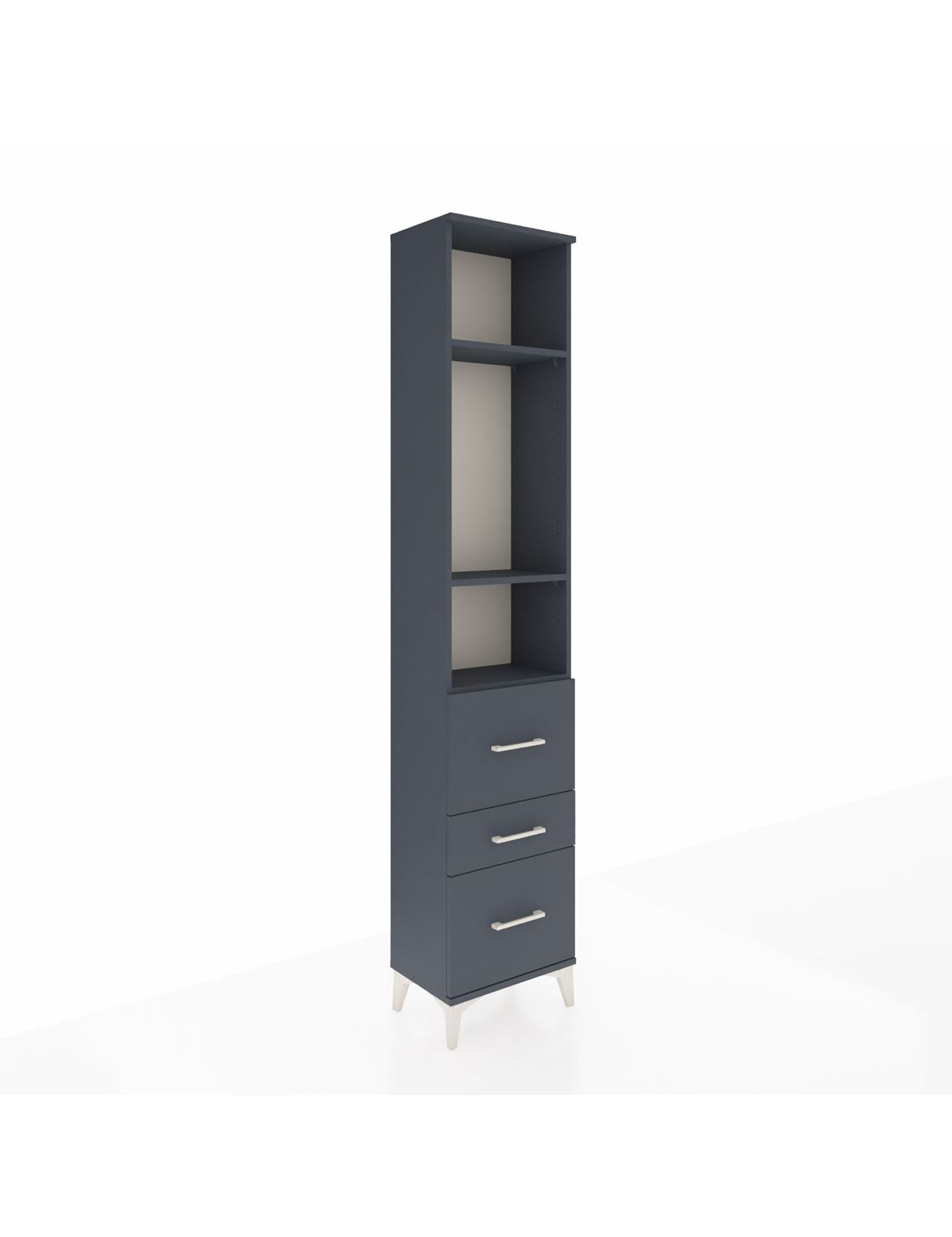 Arges Dolap 3 Raflı 3 Çekmeceli 44x30x221 Antrasit-Antrasit