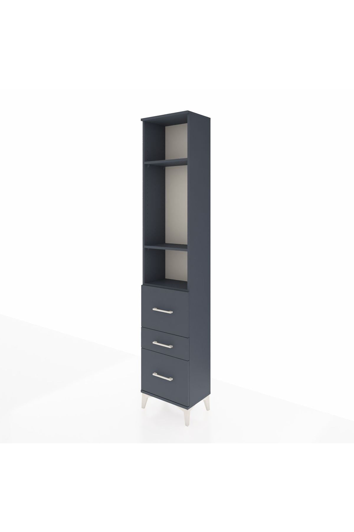 Arges Dolap 3 Raflı 3 Çekmeceli 44x30x221 Antrasit-Antrasit