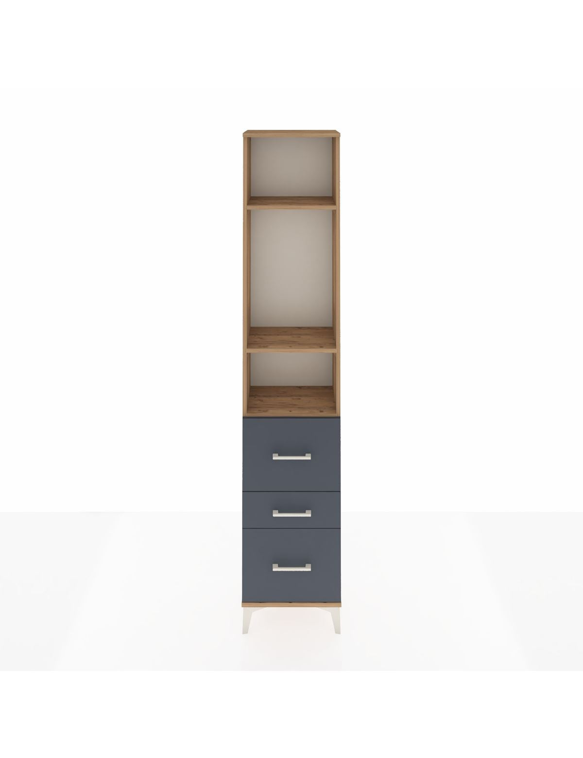 Arges Dolap 3 Raflı 3 Çekmeceli 44x30x221 Çam-Antrasit