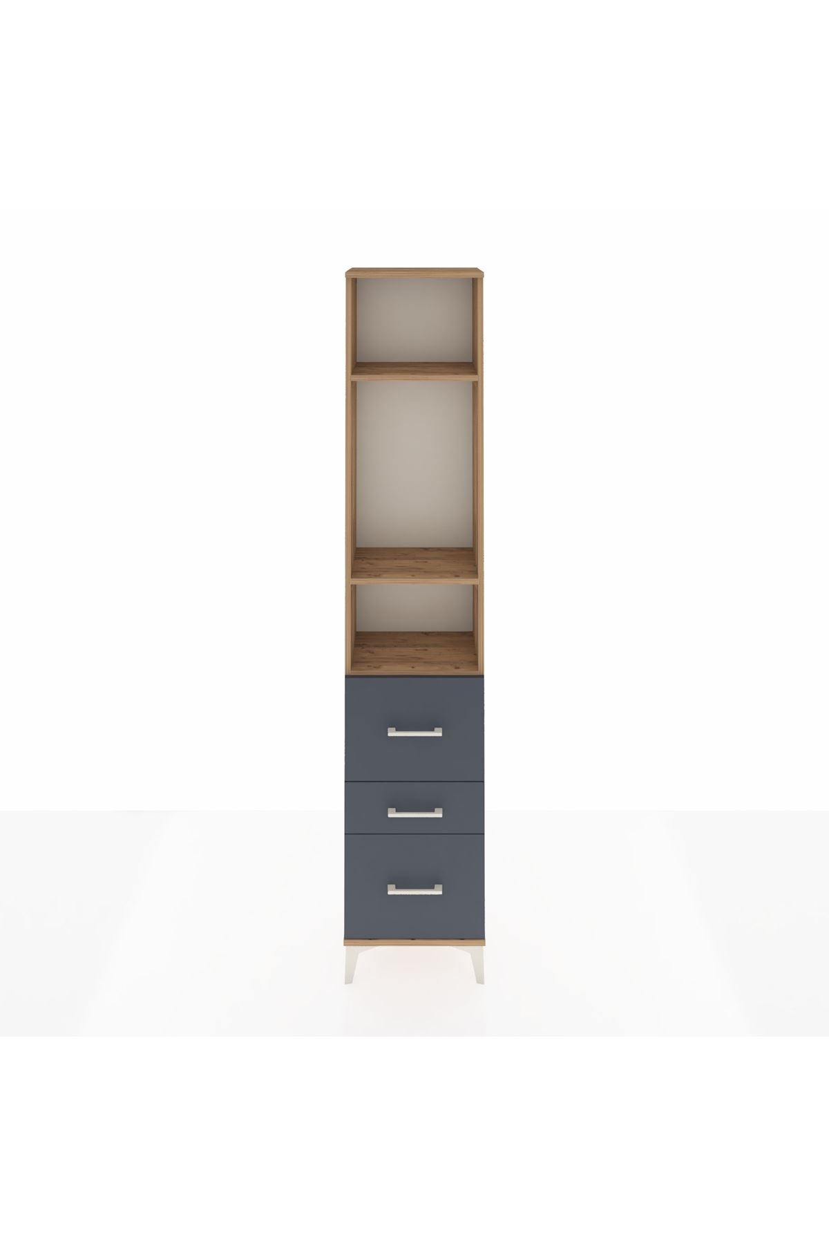 Arges Dolap 3 Raflı 3 Çekmeceli 44x30x221 Çam-Antrasit