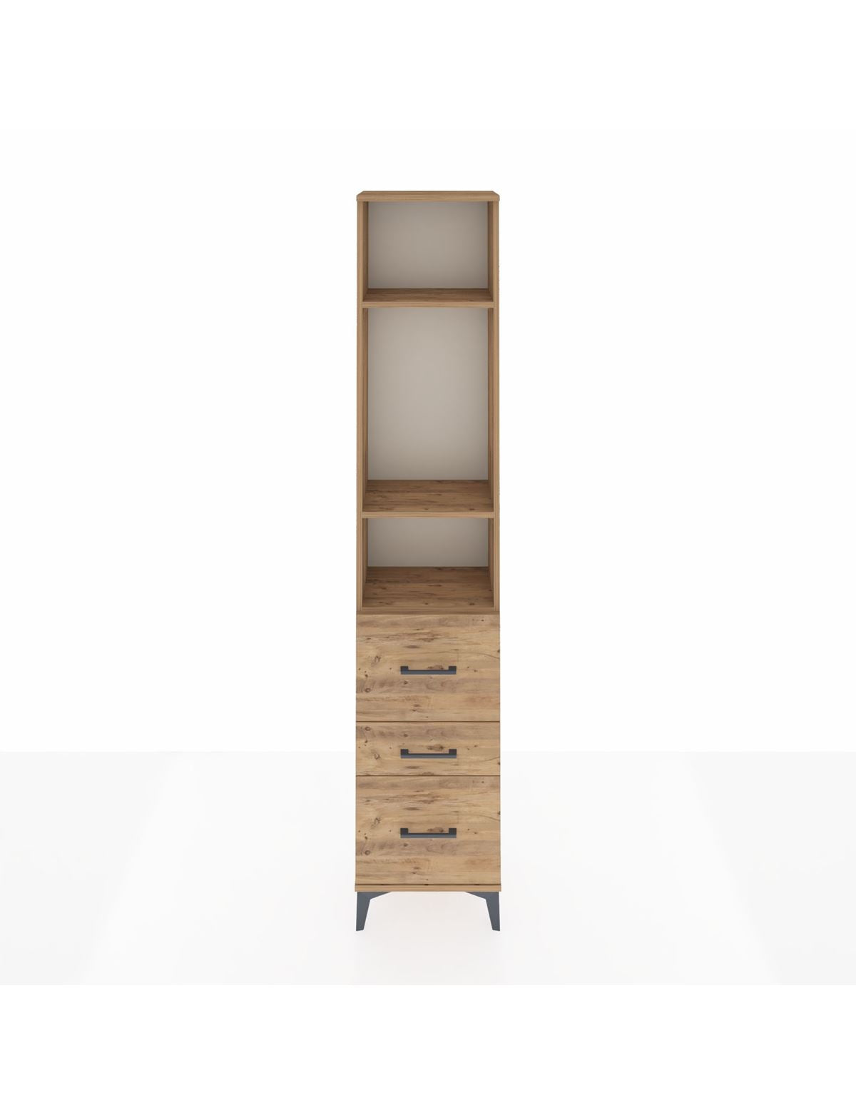 Arges Dolap 3 Raflı 3 Çekmeceli 44x30x221 Çam-Çam