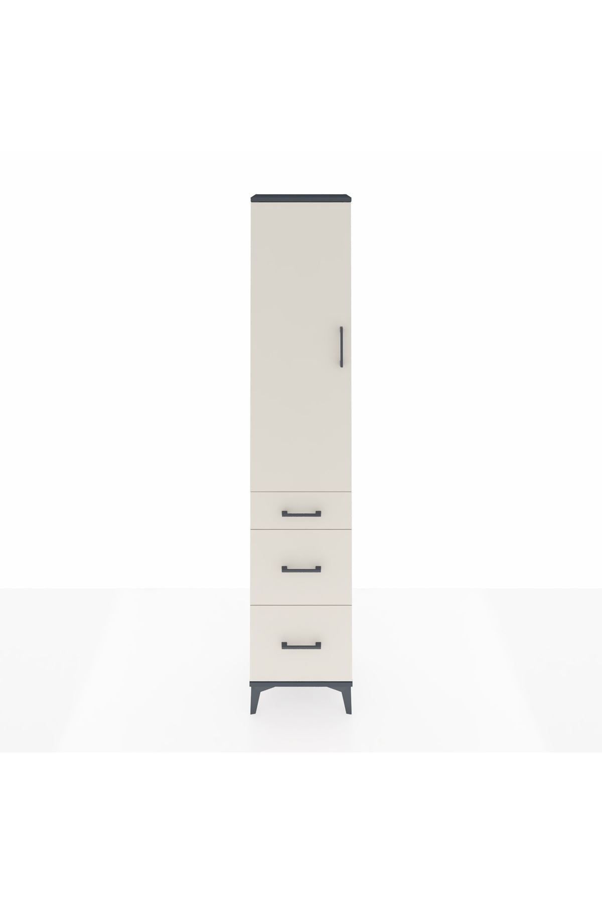 Arges Dolap 2 Raflı 3 Çekmeceli Tek Askılı 44x30x221 Antrasit-Aytaşı