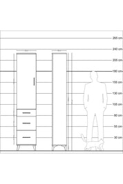 Arges Dolap 2 Raflı 3 Çekmeceli Tek Askılı 44x30x221 Aytaşı-Çam