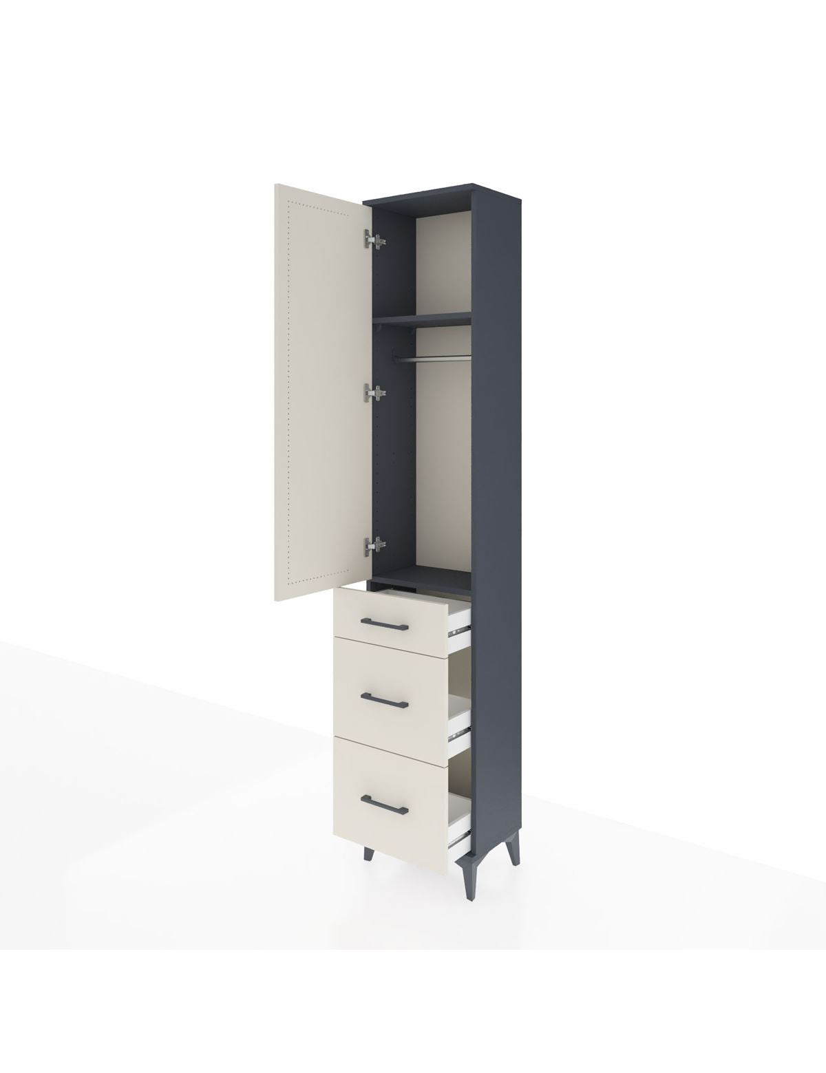 Arges Dolap 2 Raflı 3 Çekmeceli Tek Askılı 44x30x221 - S28M070V4A