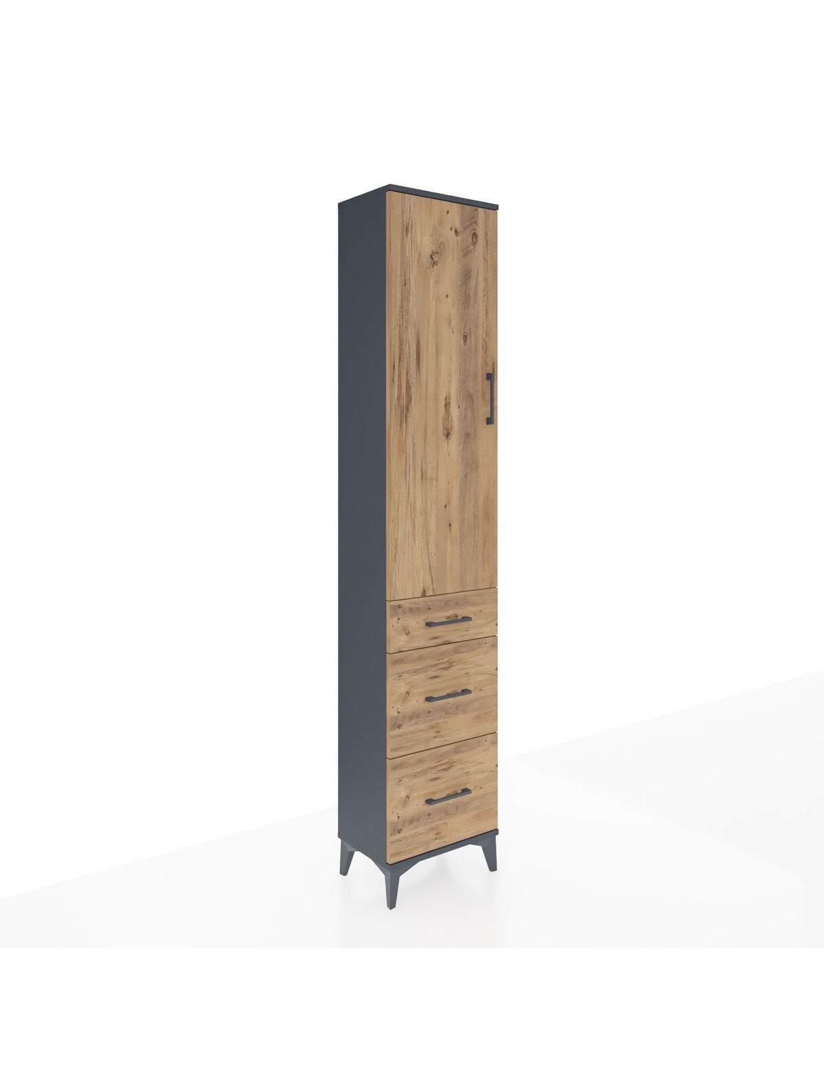 Arges Dolap 2 Raflı 3 Çekmeceli Tek Askılı 44x30x221 Antrasit-Çam