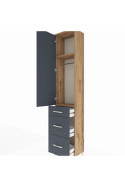 Arges Dolap 2 Raflı 3 Çekmeceli Tek Askılı 44x30x221 Çam-Antrasit