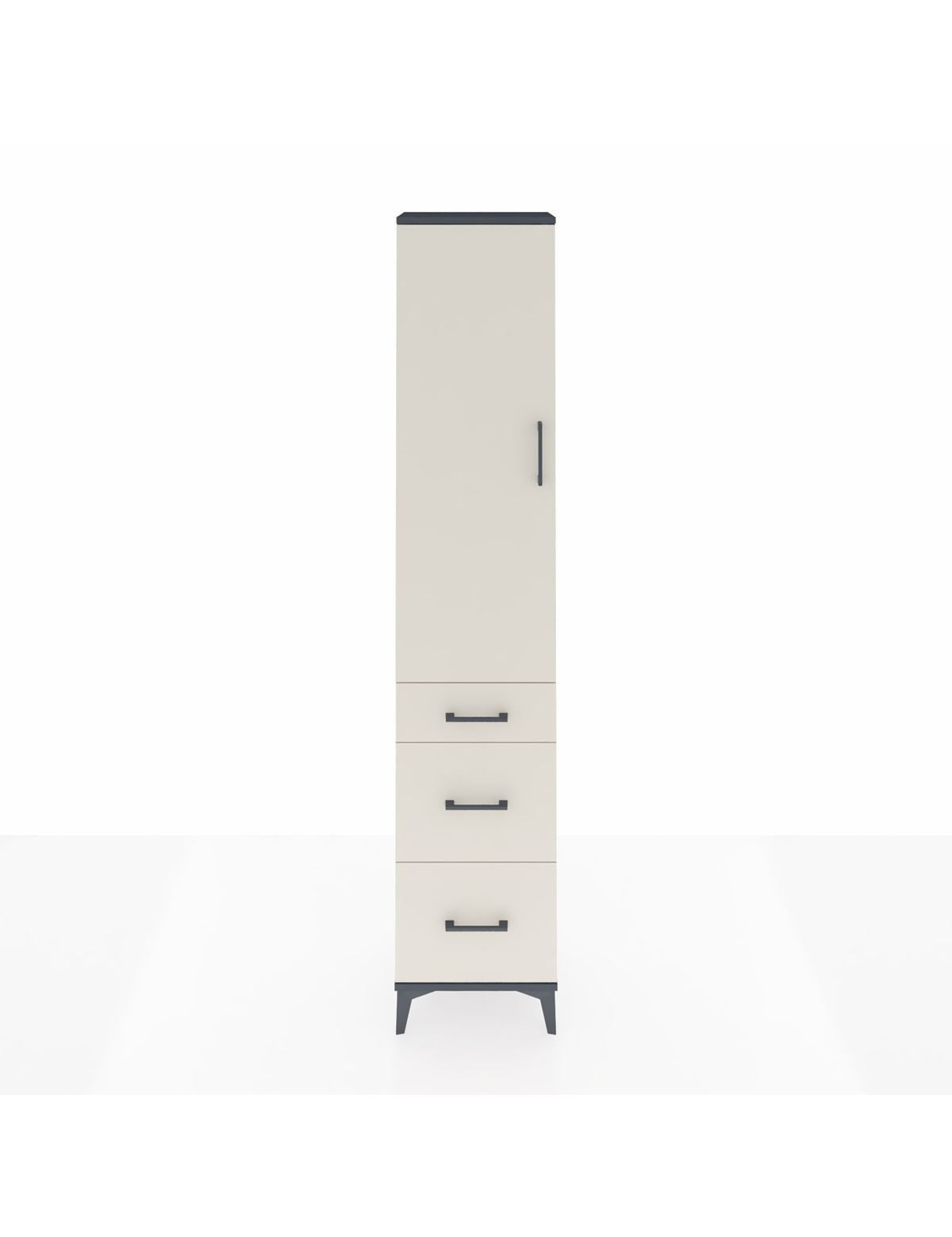 Arges Dolap 3 Raflı 3 Çekmeceli Tek Kapaklı 44x30x221 Antrasit-Aytaşı