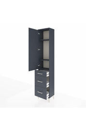 Arges Dolap 3 Raflı 3 Çekmeceli Tek Kapaklı 44x30x221 Antrasit-Antrasit