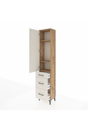 Arges Dolap 3 Raflı 3 Çekmeceli Tek Kapaklı 44x30x221 Çam-Aytaşı