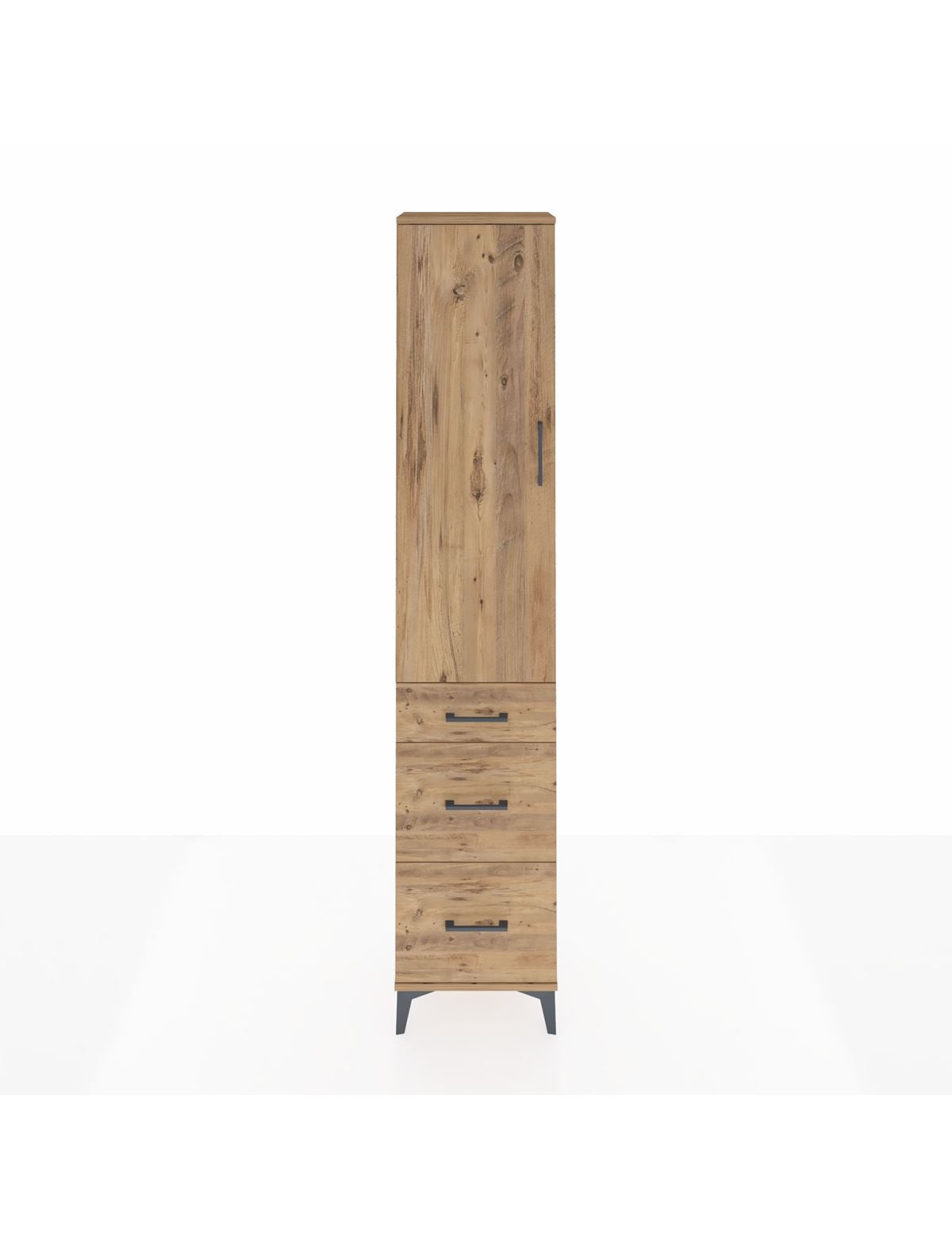 Arges Dolap 3 Raflı 3 Çekmeceli Tek Kapaklı 44x30x221 Çam-Çam