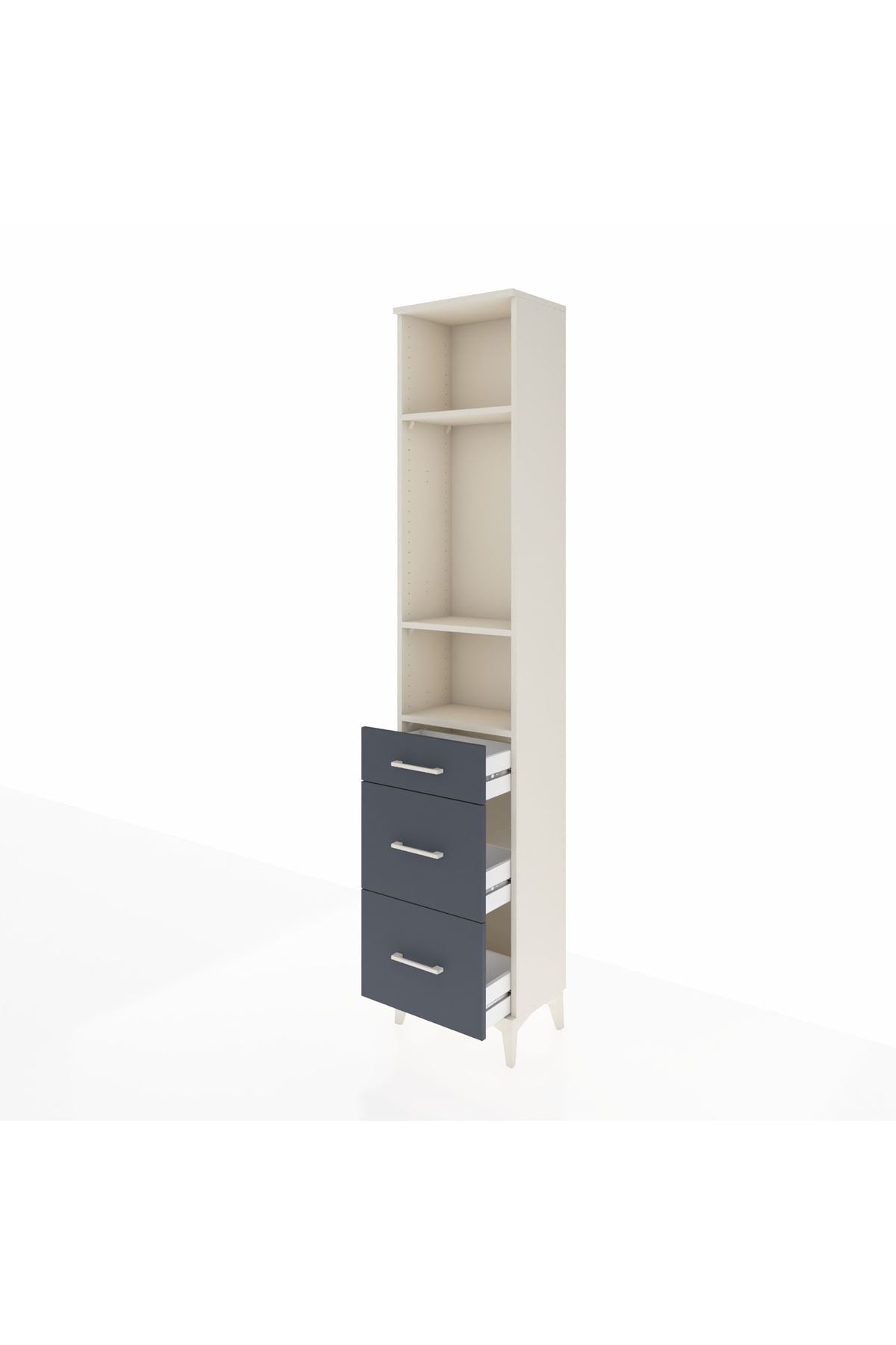 Arges Dolap 3 Raflı 3 Çekmeceli 44x30x221 Aytaşı-Antrasit