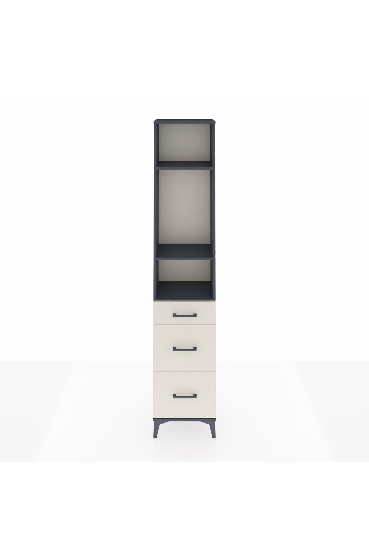Arges Dolap 3 Raflı 3 Çekmeceli 44x30x221 Antrasit-Aytaşı