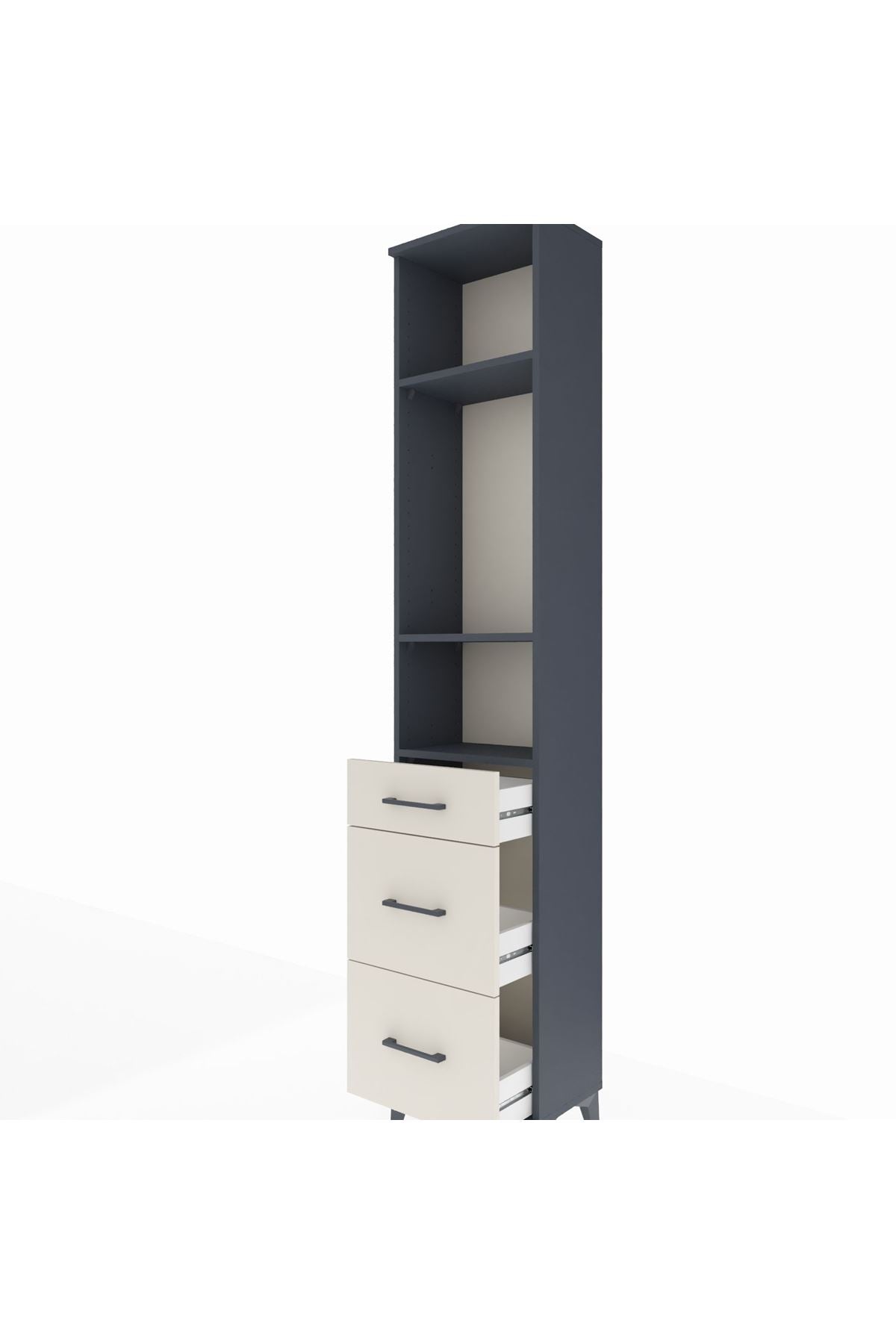 Arges Dolap 3 Raflı 3 Çekmeceli 44x30x221 Antrasit-Aytaşı