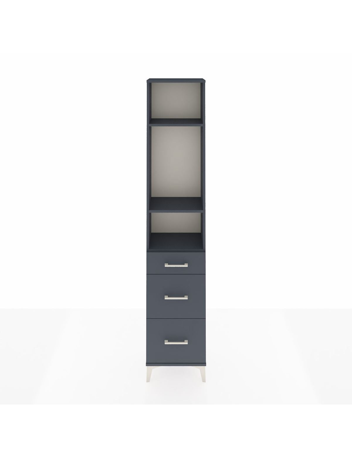 Arges Dolap 3 Raflı 3 Çekmeceli 44x30x221 Antrasit-Antrasit