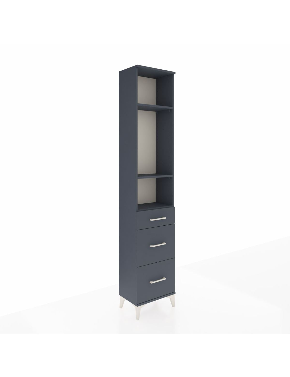 Arges Dolap 3 Raflı 3 Çekmeceli 44x30x221 Antrasit-Antrasit