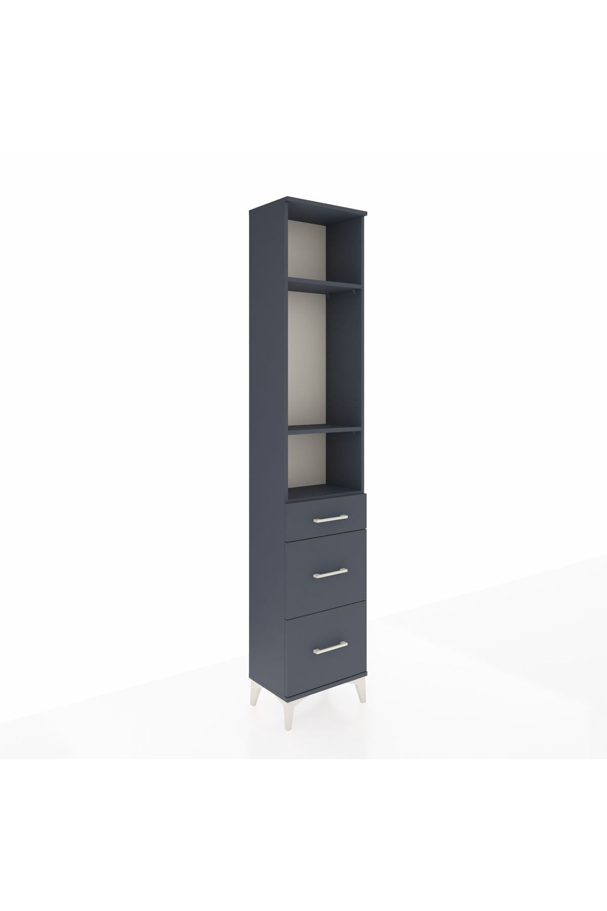 Arges Dolap 3 Raflı 3 Çekmeceli 44x30x221 Antrasit-Antrasit