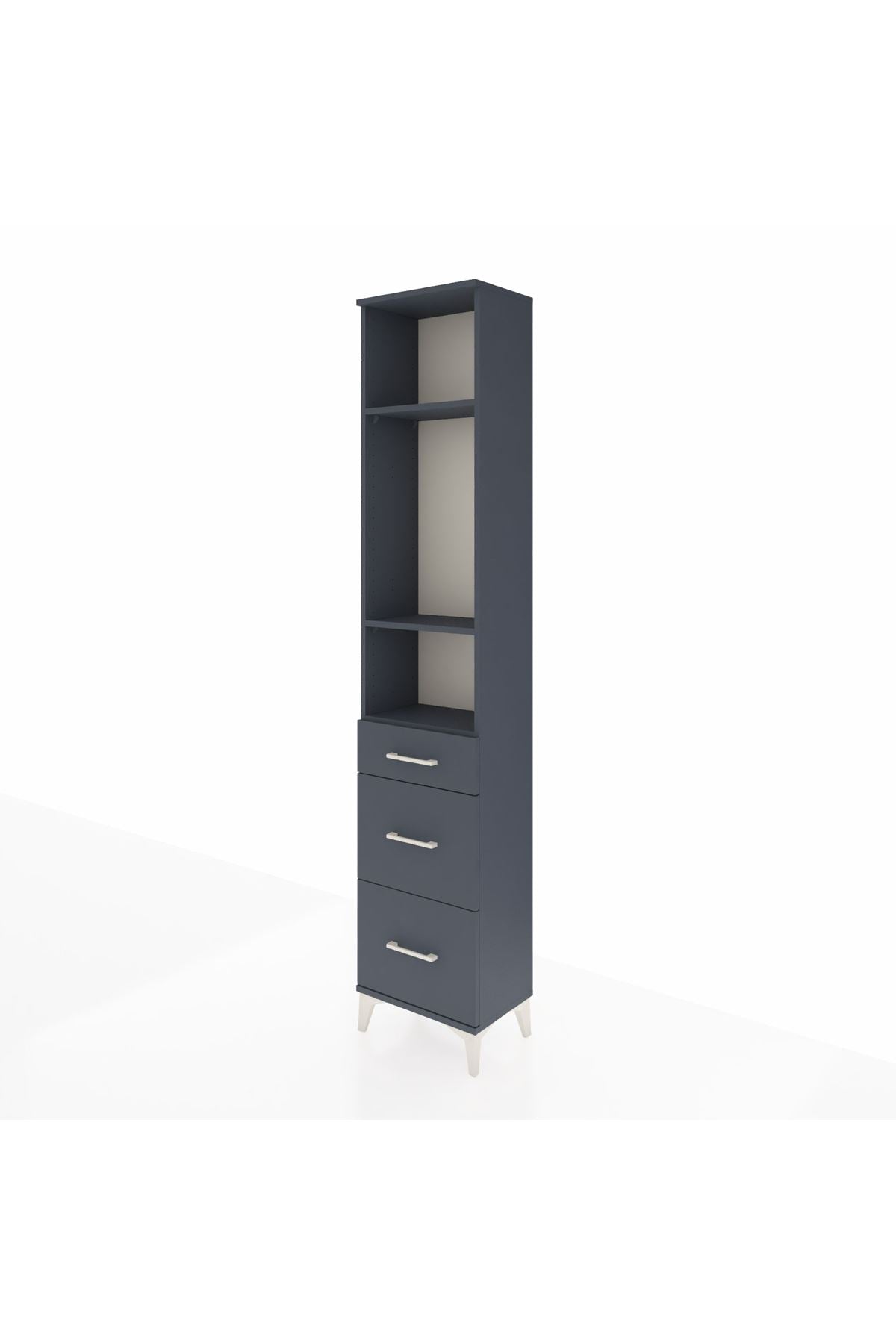 Arges Dolap 3 Raflı 3 Çekmeceli 44x30x221 Antrasit-Antrasit