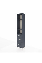 Arges Dolap 3 Raflı 3 Çekmeceli 44x30x221 Antrasit-Antrasit