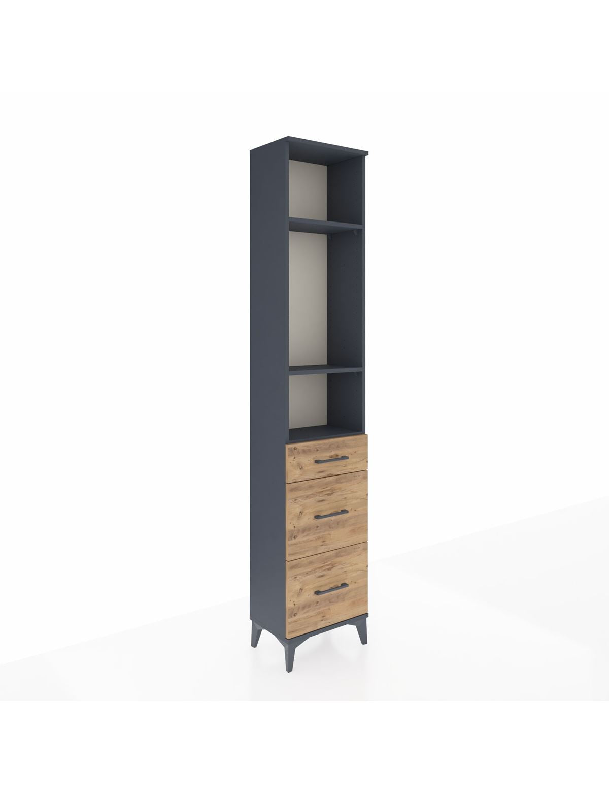 Arges Dolap 3 Raflı 3 Çekmeceli 44x30x221 Antrasit-Çam