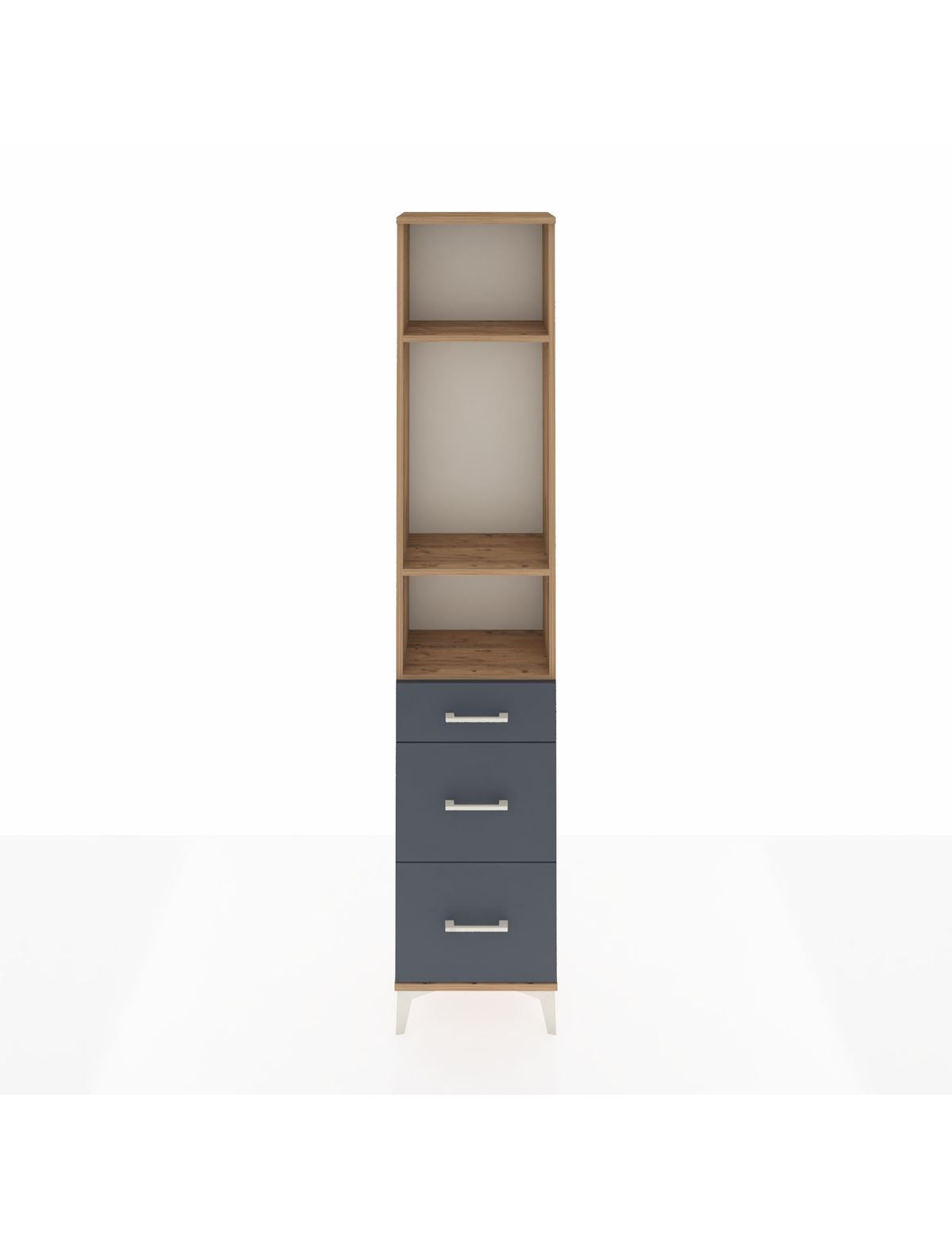 Arges Dolap 3 Raflı 3 Çekmeceli 44x30x221 Çam-Antrasit