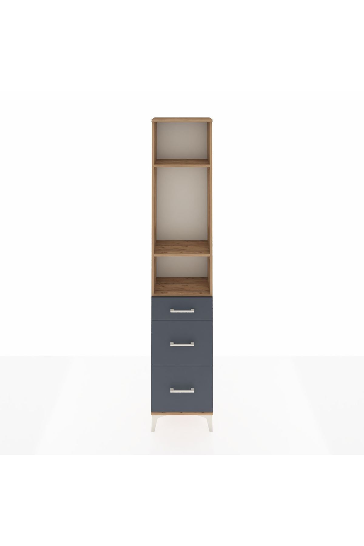 Arges Dolap 3 Raflı 3 Çekmeceli 44x30x221 Çam-Antrasit