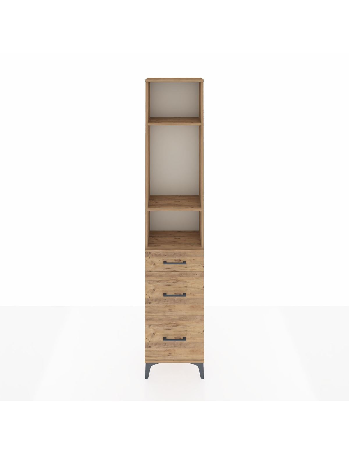 Arges Dolap 3 Raflı 3 Çekmeceli 44x30x221 Çam-Çam