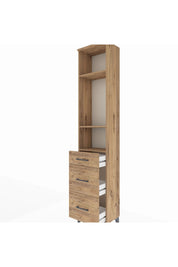 Arges Dolap 3 Raflı 3 Çekmeceli 44x30x221 Çam-Çam
