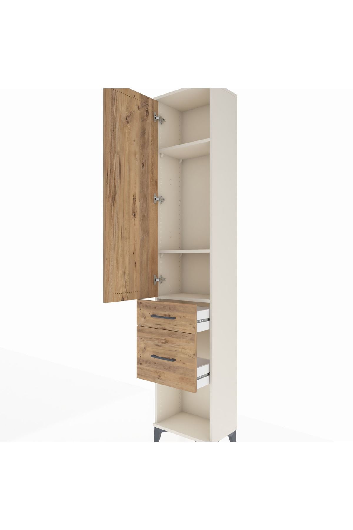 Arges Dolap 3 Raflı 2 Çekmeceli Tek Kapaklı 44x30x221 Aytaşı-Çam