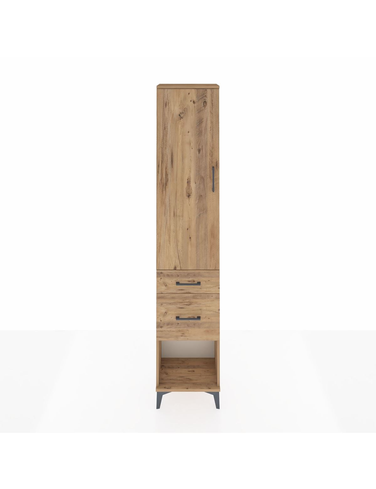 Arges Dolap 3 Raflı 2 Çekmeceli Tek Kapaklı 44x30x221 Çam-Çam