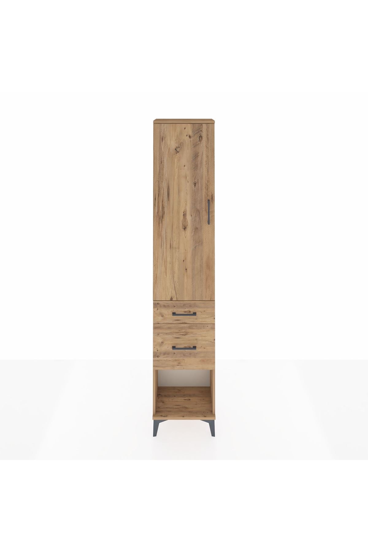 Arges Dolap 3 Raflı 2 Çekmeceli Tek Kapaklı 44x30x221 Çam-Çam