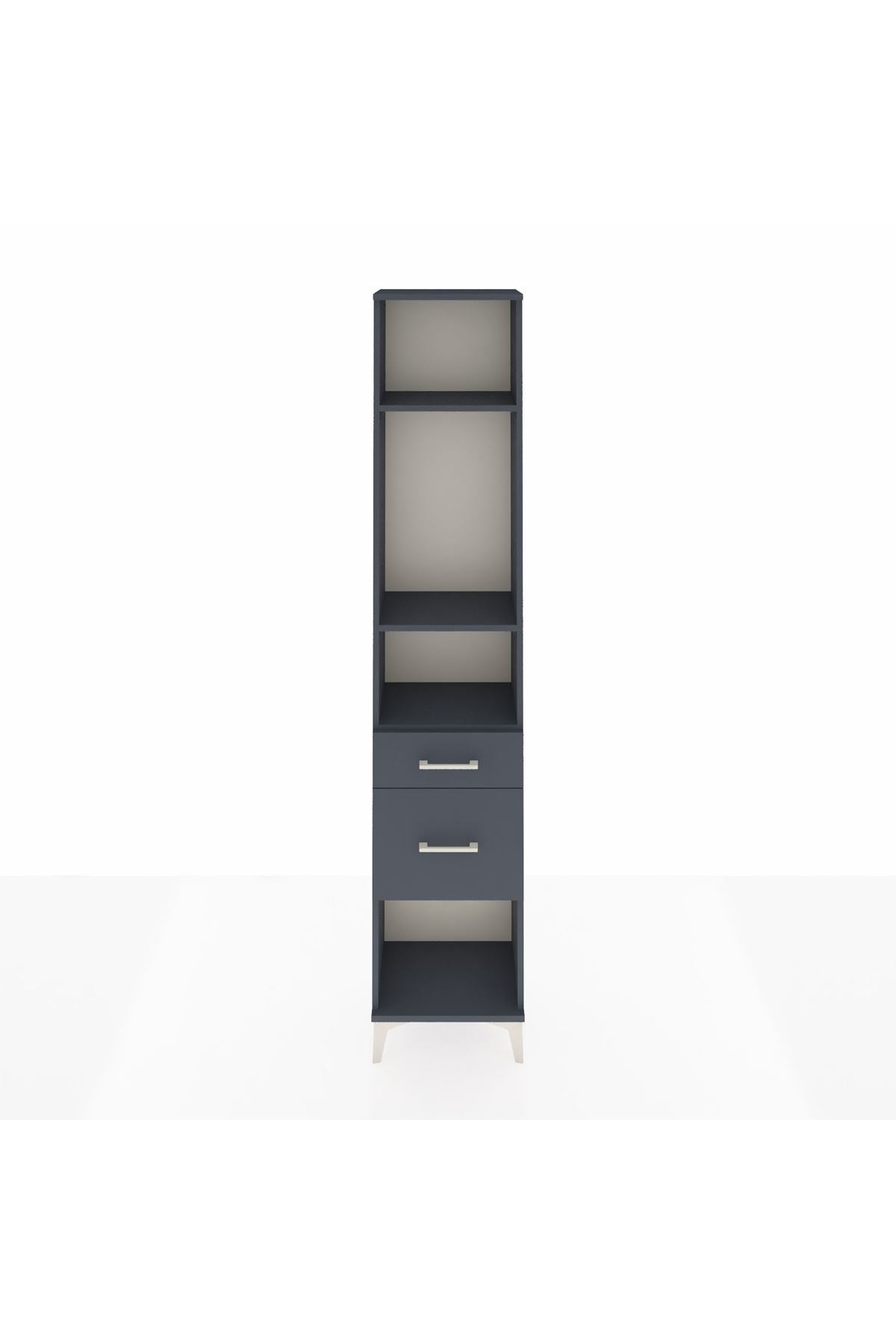 Arges Dolap 3 Raflı 2 Çekmeceli 44x30x221 Antrasit-Antrasit