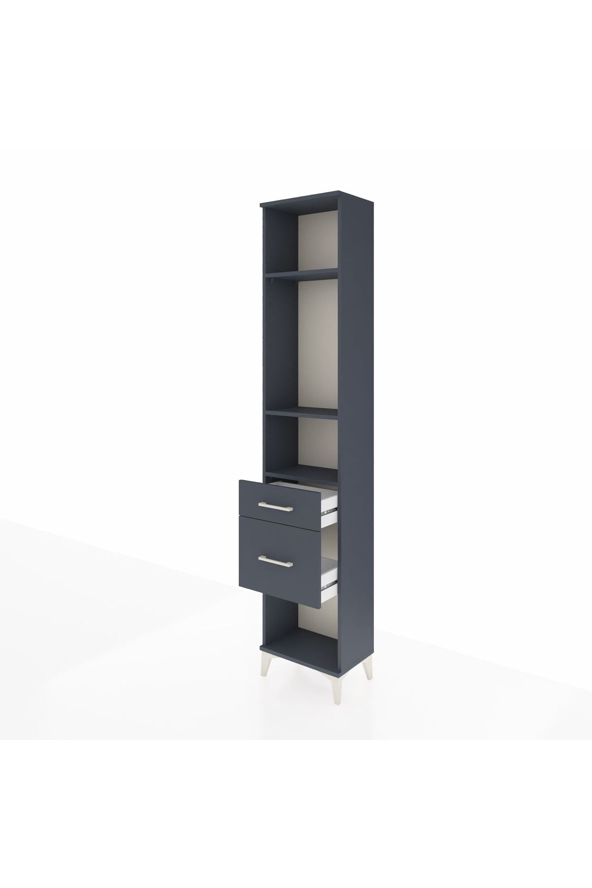 Arges Dolap 3 Raflı 2 Çekmeceli 44x30x221 Antrasit-Antrasit