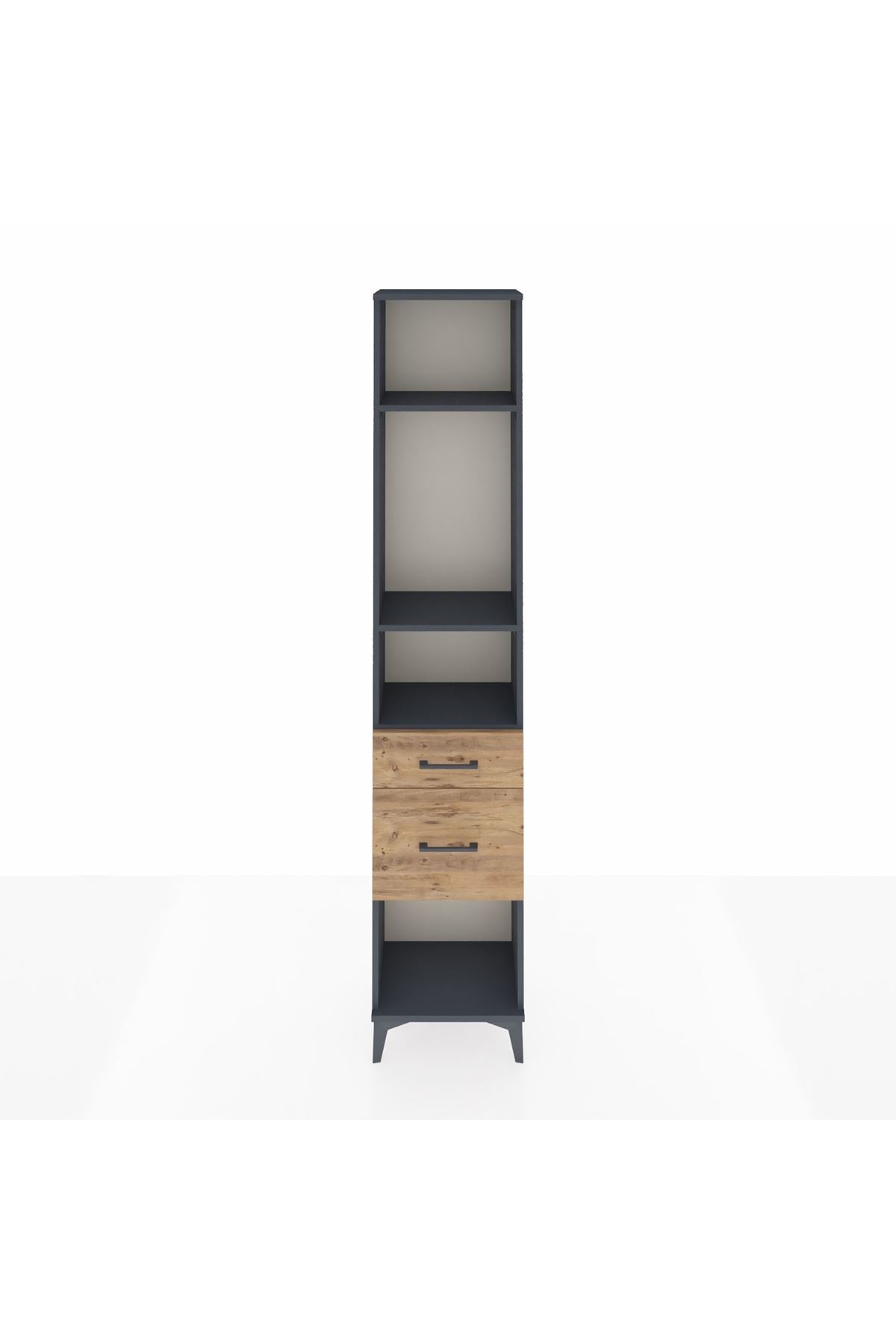 Arges Dolap 3 Raflı 2 Çekmeceli 44x30x221 Antrasit-Çam