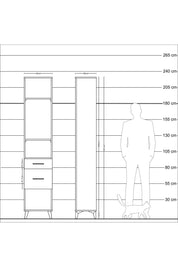 Arges Dolap 3 Raflı 2 Çekmeceli 44x30x221 Çam-Antrasit