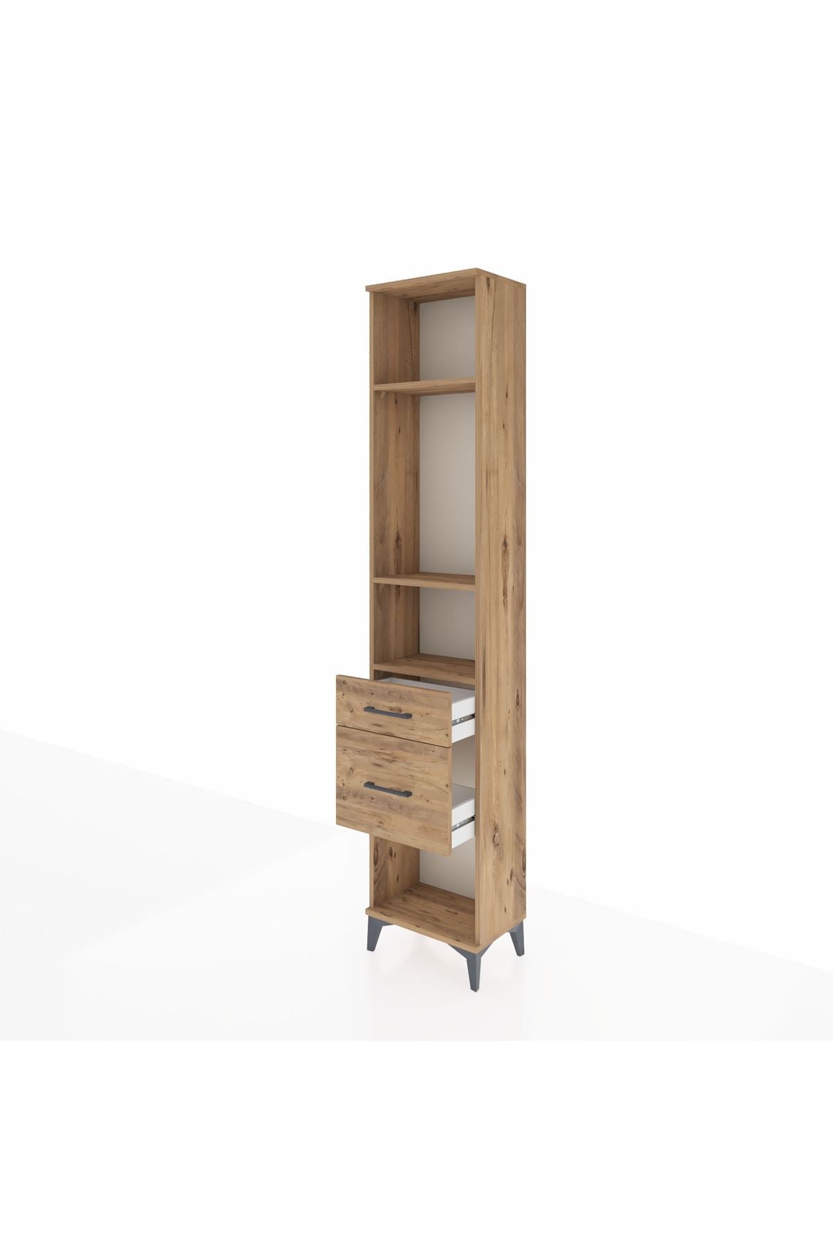 Arges Dolap 3 Raflı 2 Çekmeceli 44x30x221 Çam-Çam