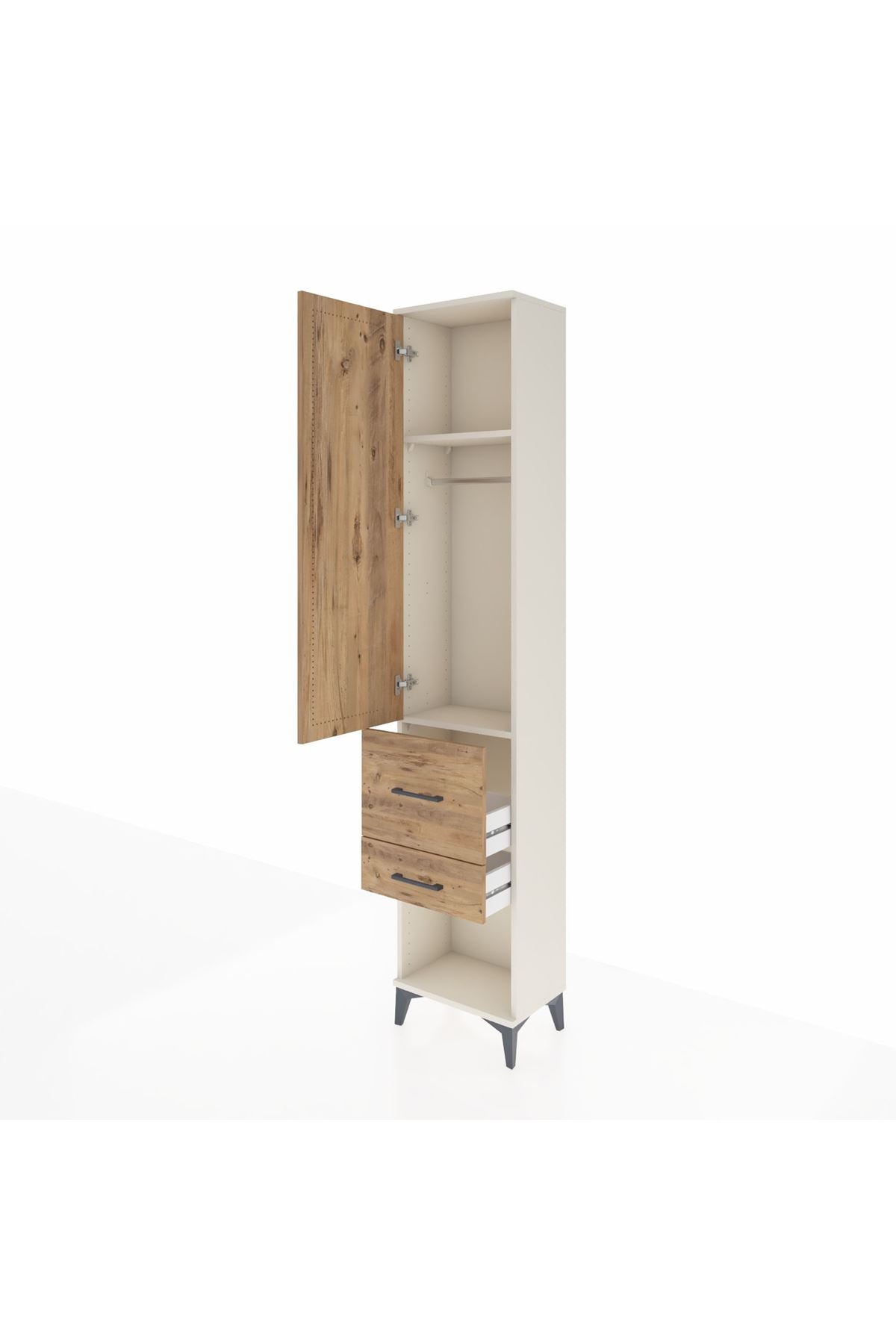 Arges Dolap 2 Raflı 2 Çekmeceli Tek Askılı 44x30x221 Aytaşı-Çam