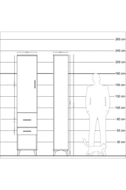 Arges Dolap 2 Raflı 2 Çekmeceli Tek Askılı 44x30x221 Antrasit-Aytaşı